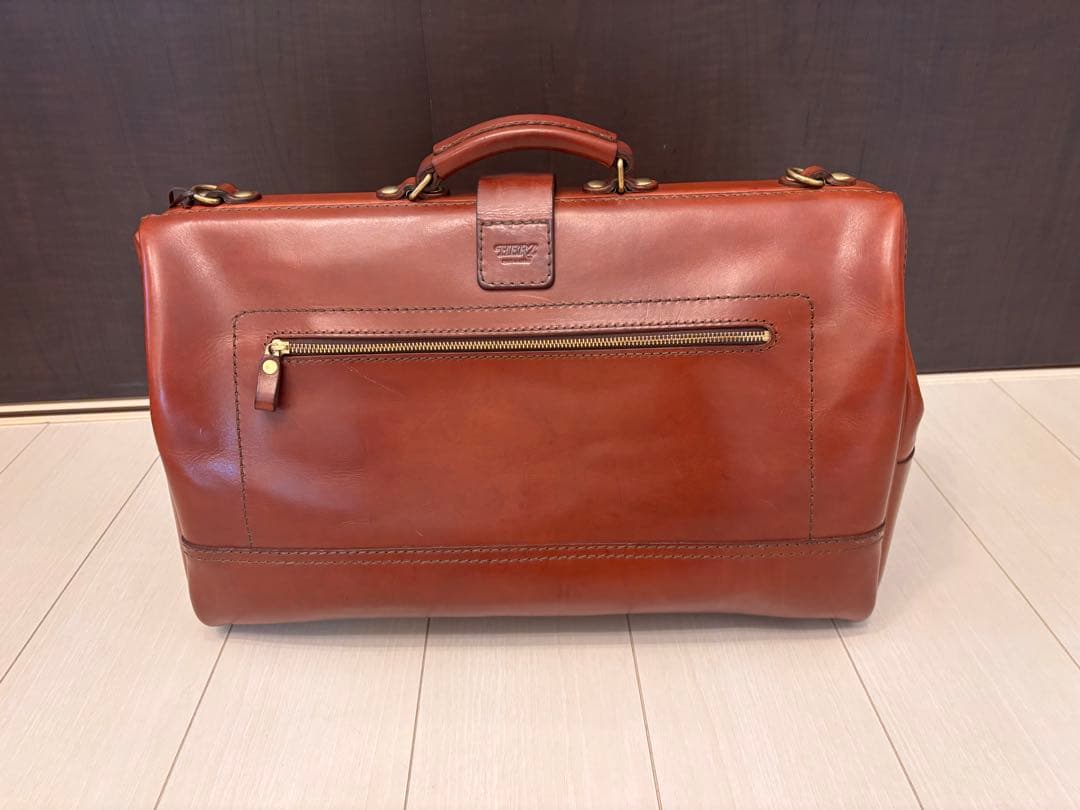 口枠ボストンバッグ　ベルト一本タイプ(V-104) チョコ　HERZ ヘルツ本革