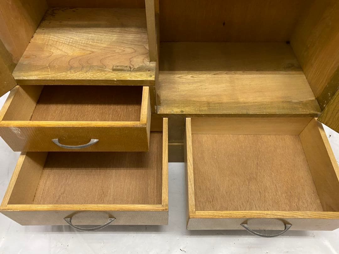 レトロ ガラス キャビネット 食器棚 書棚 本棚 本箱 ヴィンテージ 昭和