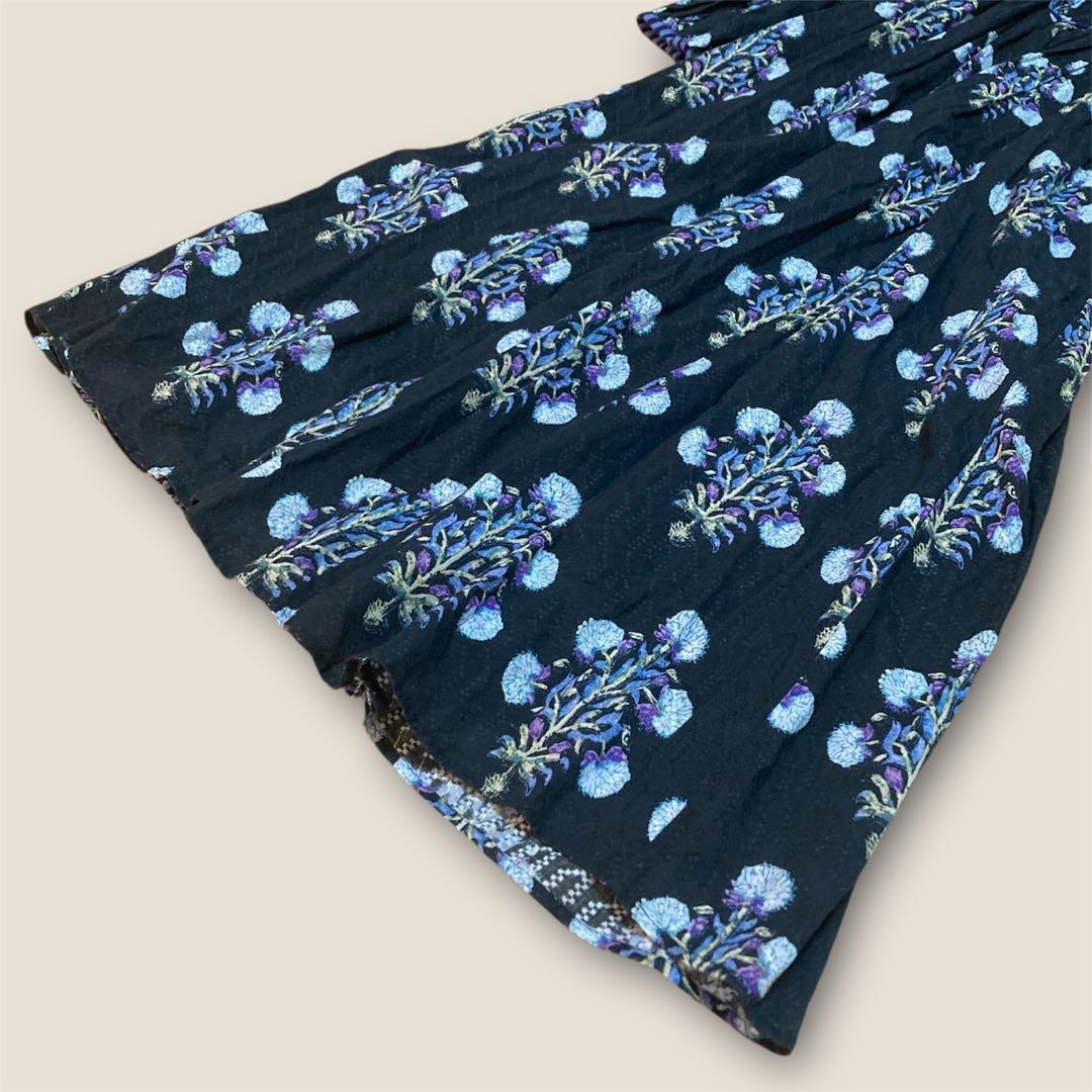 ヌキテパ コットンジャガード マリーゴールド プリントシャーリングドレス