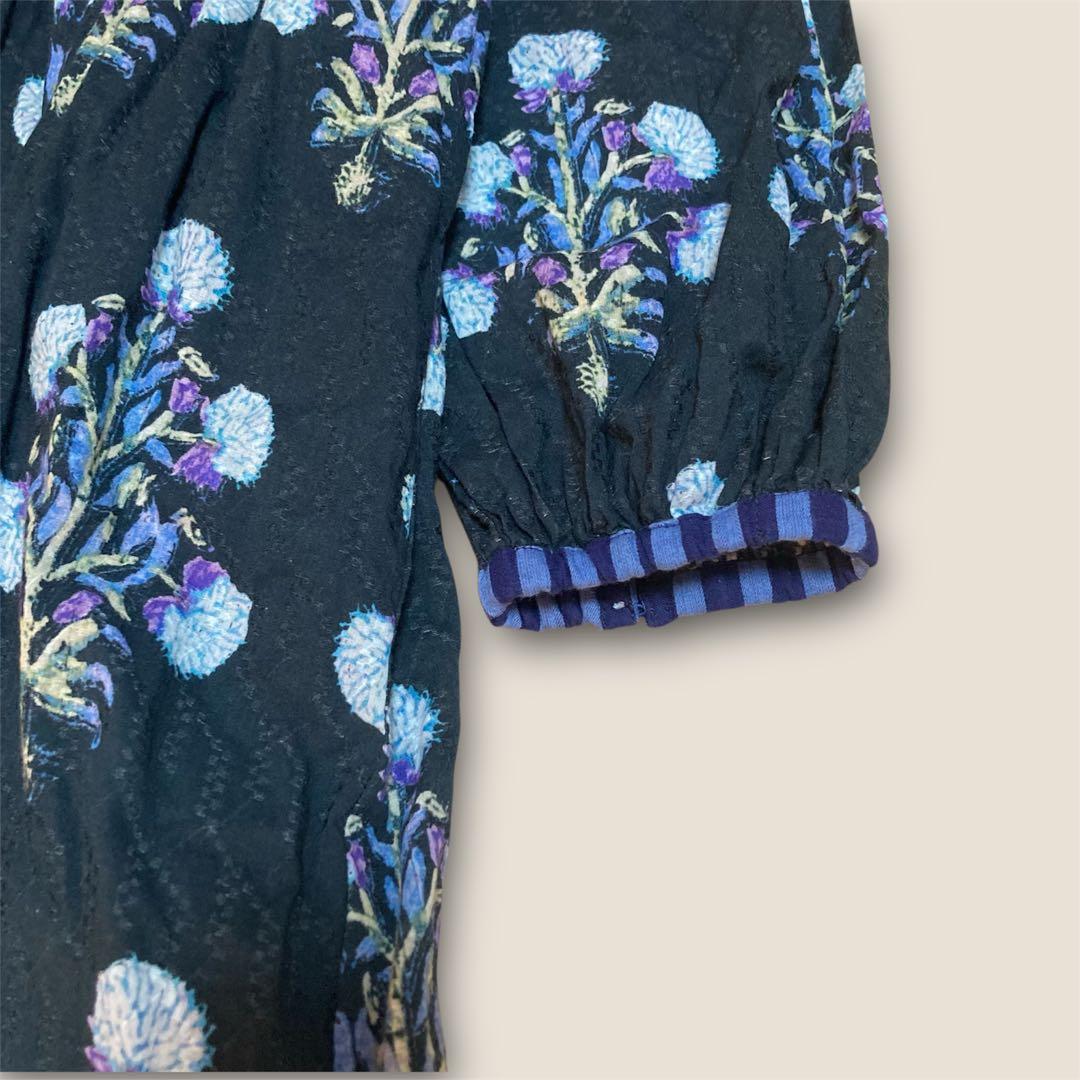 ヌキテパ コットンジャガード マリーゴールド プリントシャーリングドレス