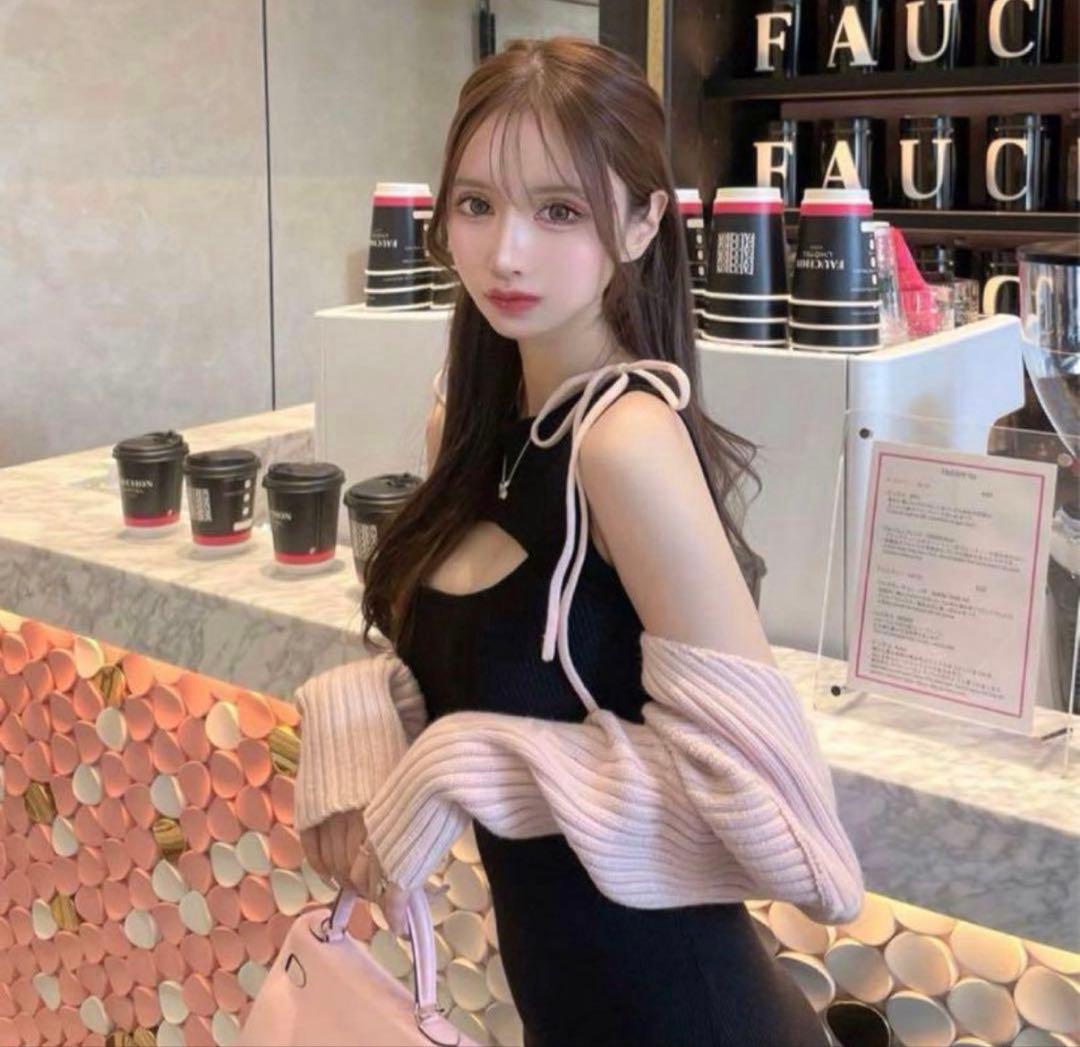 ワンピース Lumignon ribbon shoulder knit ensemble