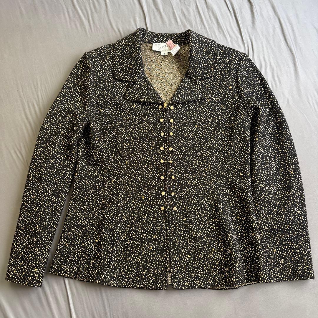 今2 ST.JOHN セントジョン テーラードジャケット ブラック ゴールド M