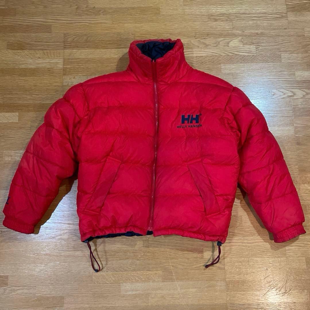 ヘリーハンセン ダウン 赤 紺 リバーシブル アウター ヌプシ ジャケット 古着
