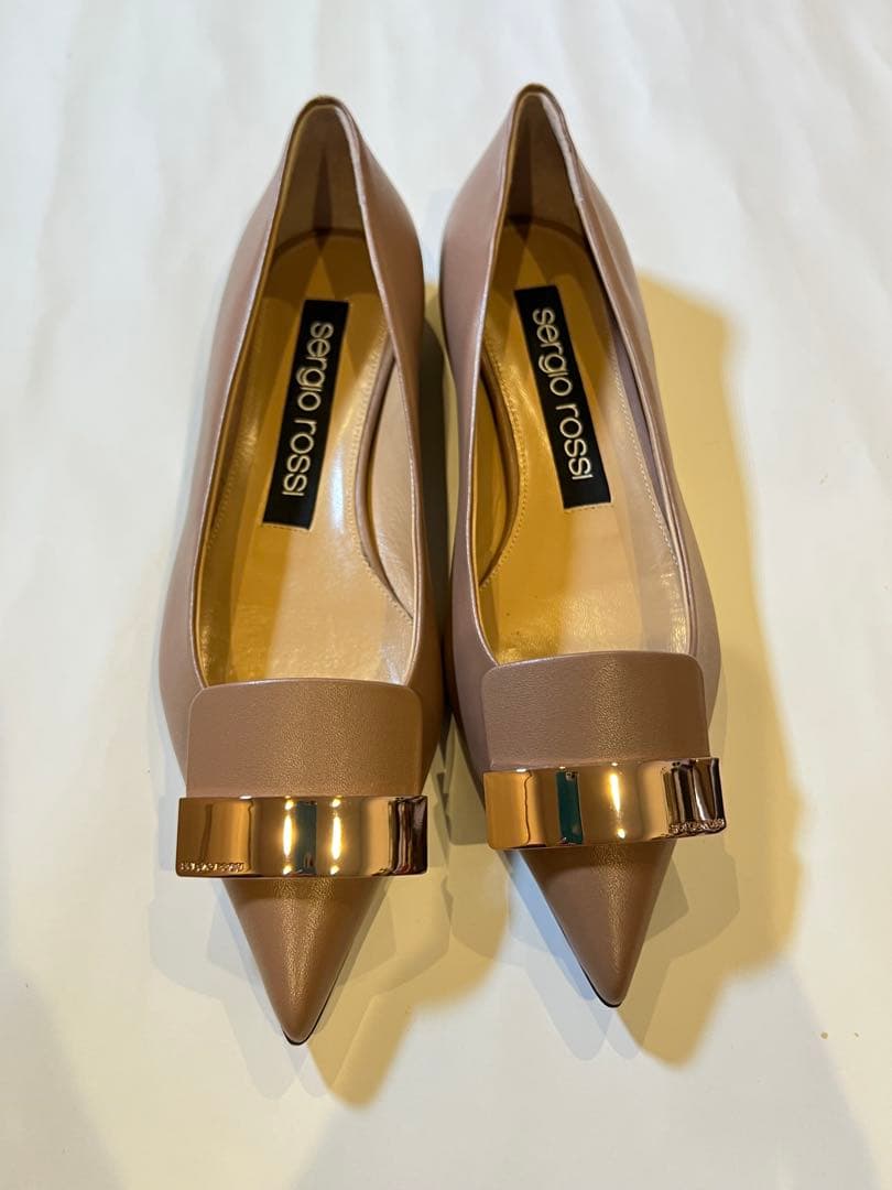 【新品】sergio rossi ポインテッドトゥ フラットシューズ 36.5