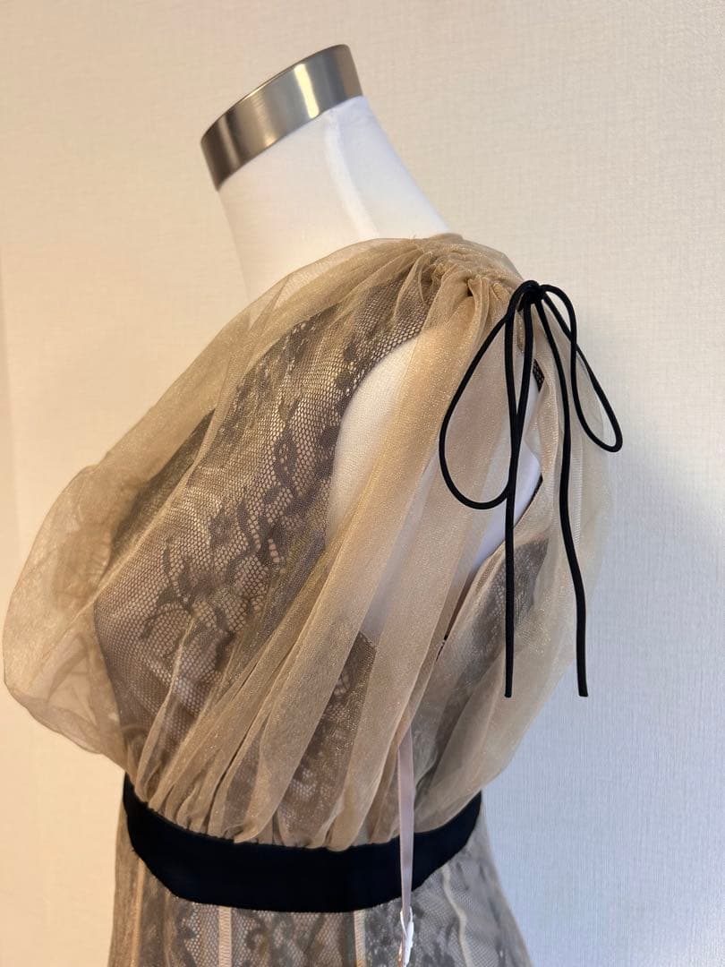 ♥パーティードレス 結婚式 お呼ばれ二次会 ノースリーブフォーマルラメチュール