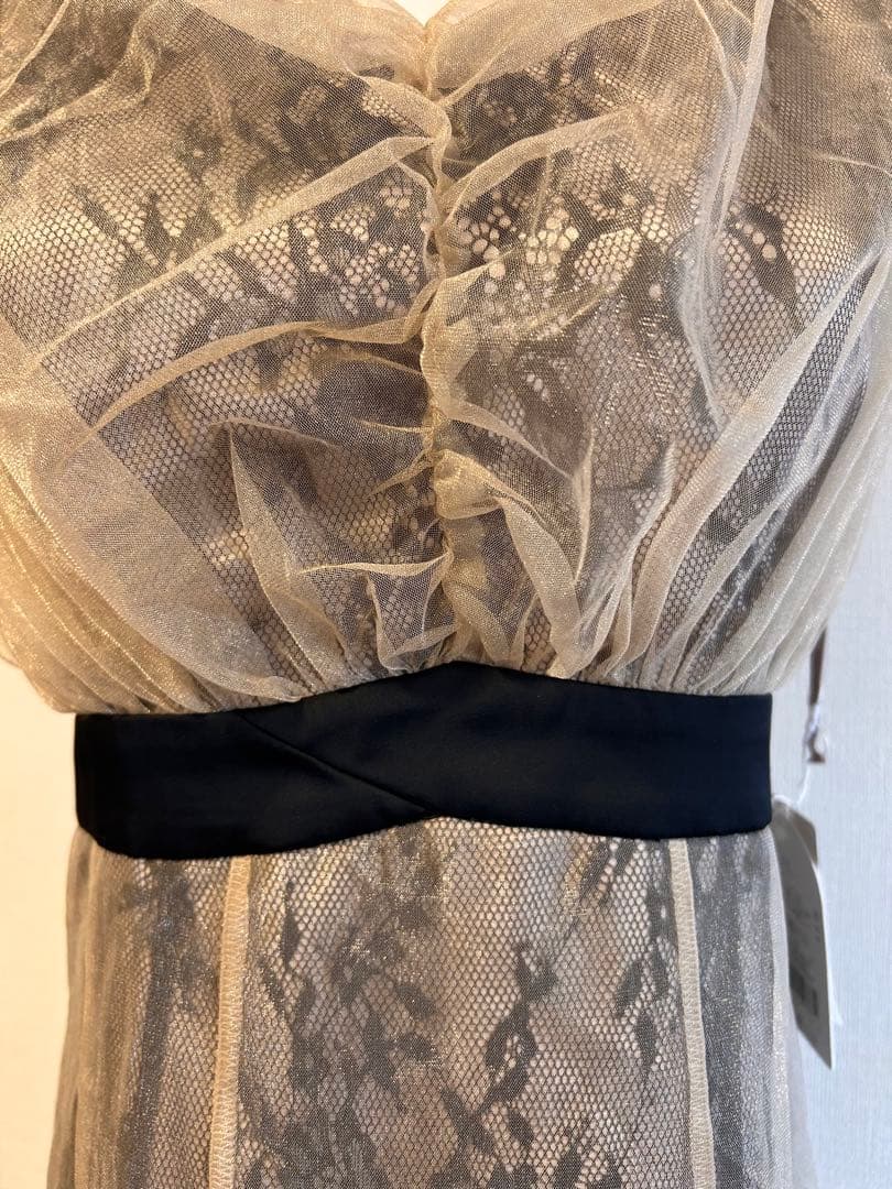 ♥パーティードレス 結婚式 お呼ばれ二次会 ノースリーブフォーマルラメチュール