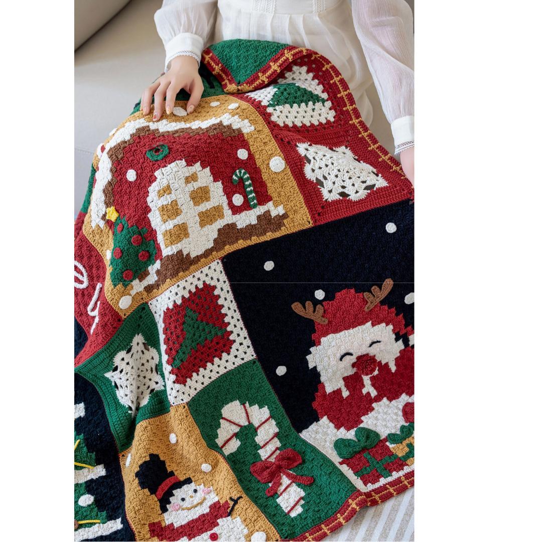 かぎ針編み✨ クリスマス タペストリー 膝掛け ベッド こたつ マルチ カバー