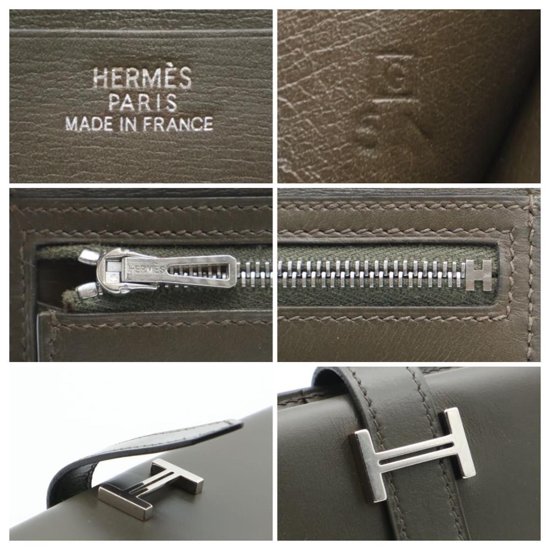 【極美品】HERMES ベアンクラシック ボックスカーフ　モカ系　長財布