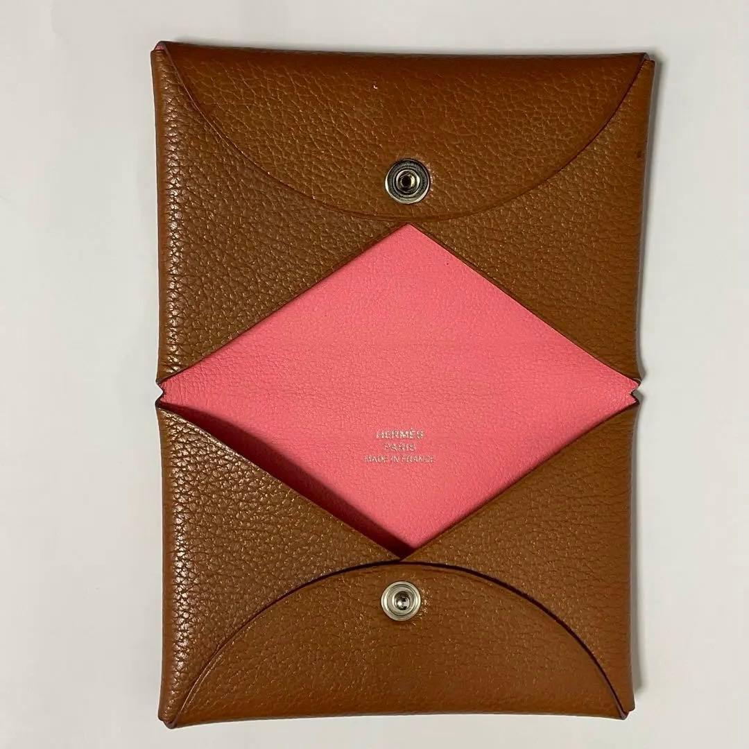 エルメス　名刺、カードケース　ブラウン