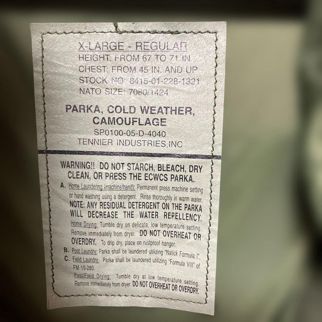 新品❗️米軍gen1ウッドランドECWCSパーカージャケットXLR