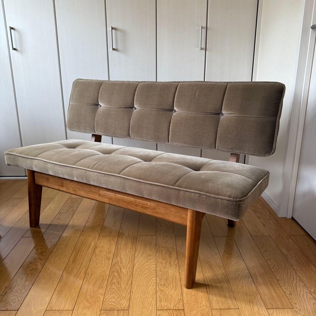 【直接引渡し希望】コンパクトモケットソファ ベンチ ラブソファ グレー