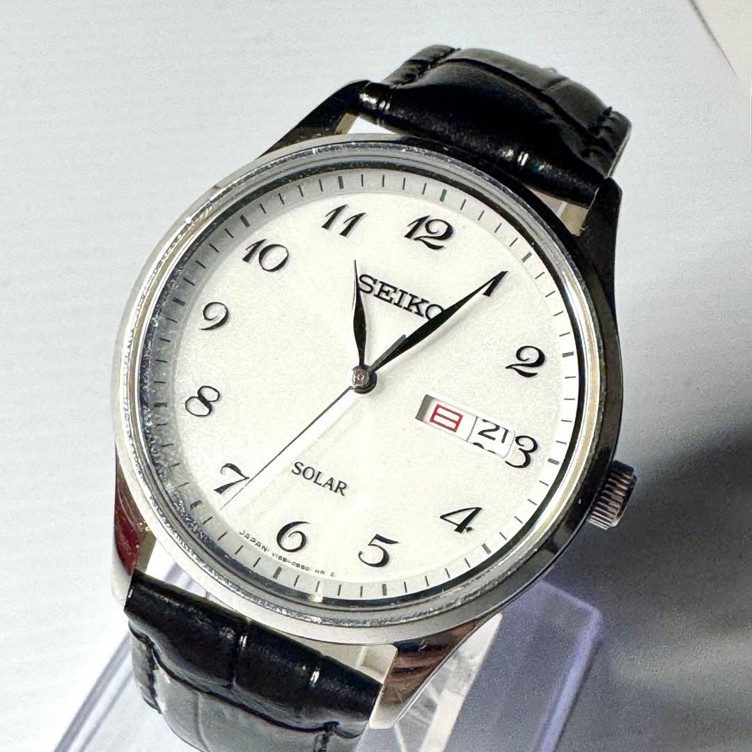 SEIKO メンズ 腕時計 ソーラー デイデイト ホワイト