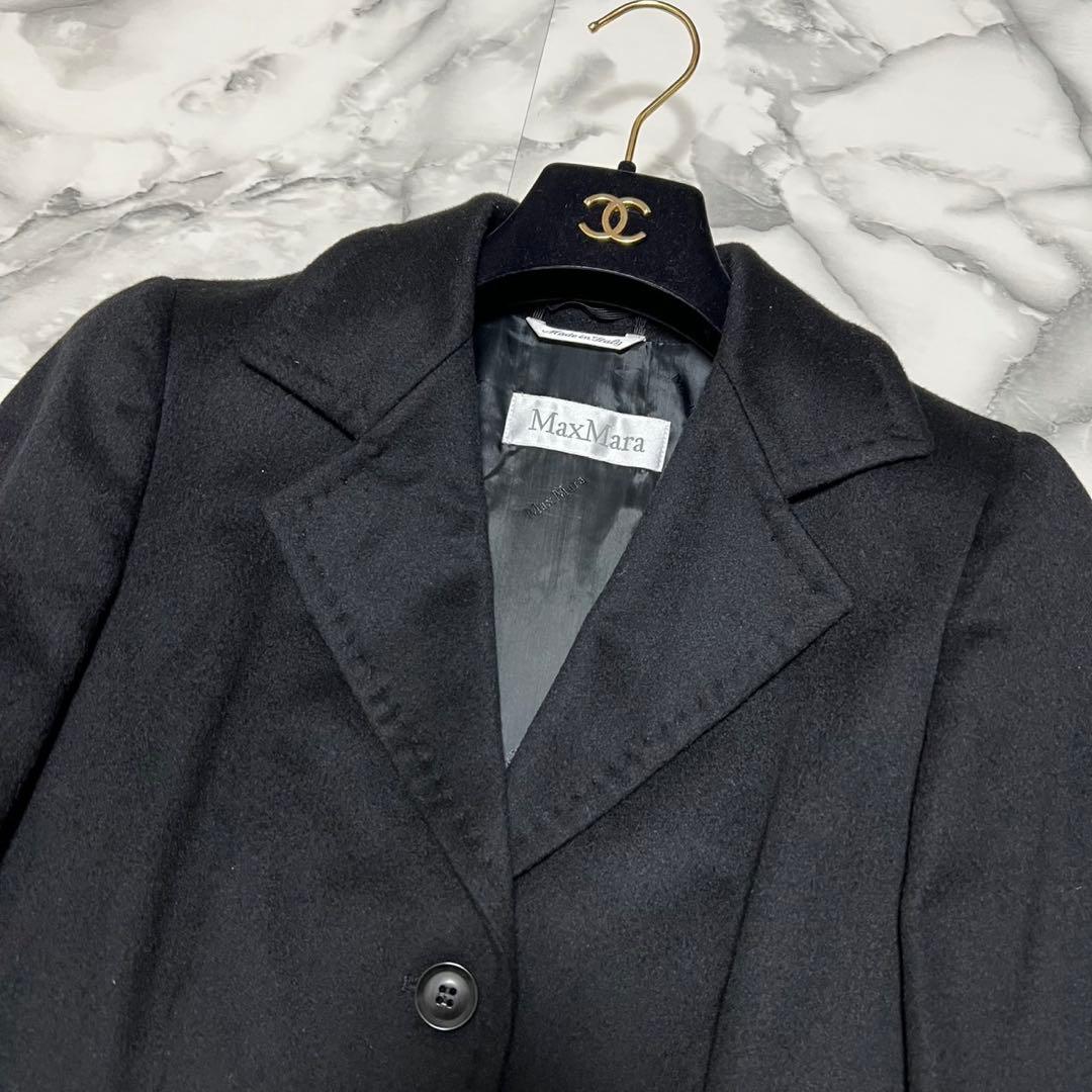 【美品】マックスマーラ　キャメル100% テーラードジャケット　白タグ　黒　44