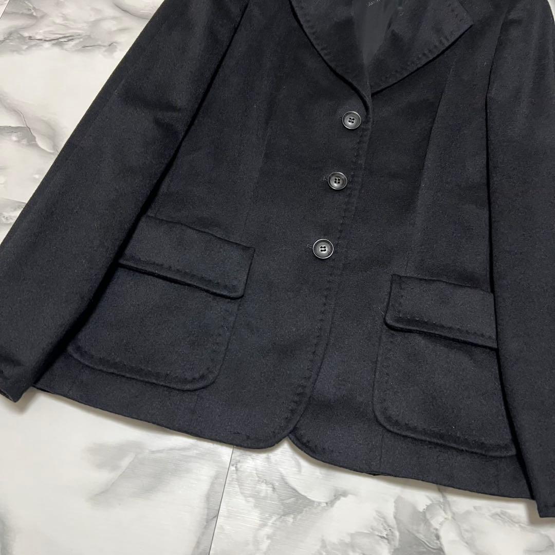 【美品】マックスマーラ　キャメル100% テーラードジャケット　白タグ　黒　44