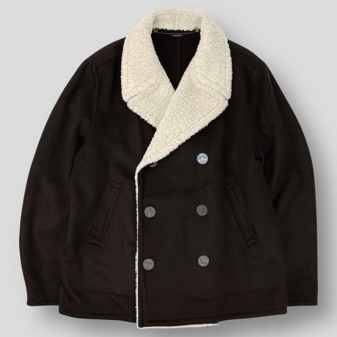 極美品 HERMES エルメス フランス製 カシミヤ×ムートン Pコート 52