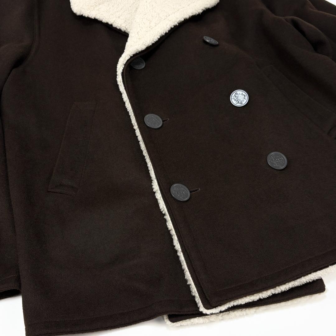 極美品 HERMES エルメス フランス製 カシミヤ×ムートン Pコート 52