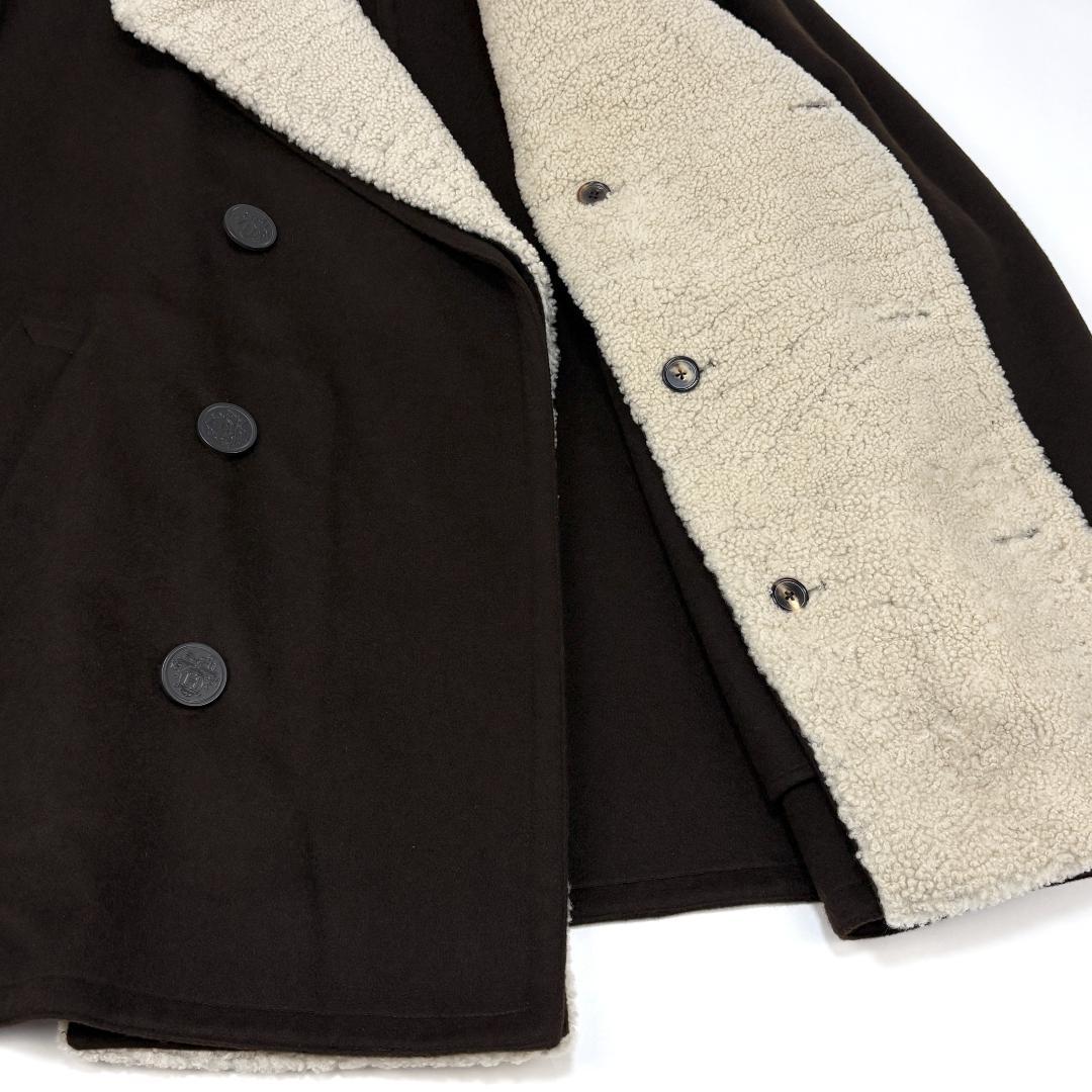 極美品 HERMES エルメス フランス製 カシミヤ×ムートン Pコート 52