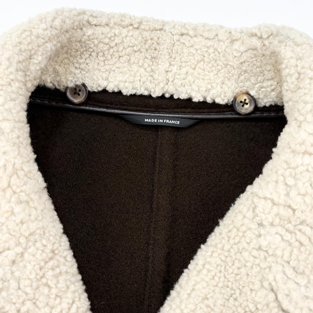 極美品 HERMES エルメス フランス製 カシミヤ×ムートン Pコート 52