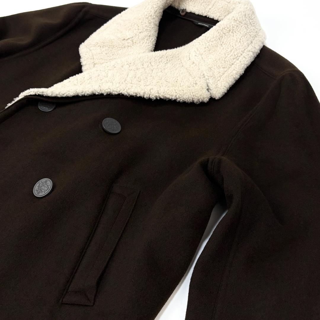 極美品 HERMES エルメス フランス製 カシミヤ×ムートン Pコート 52