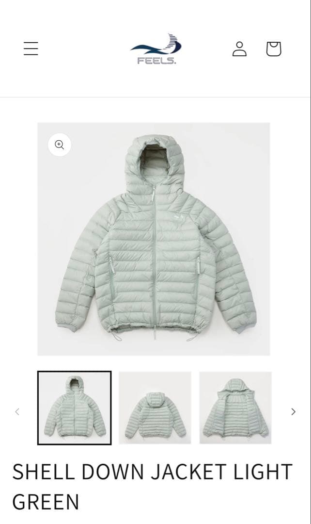 feels 上杉柊平　シェルダウンジャケット ライトグリーン