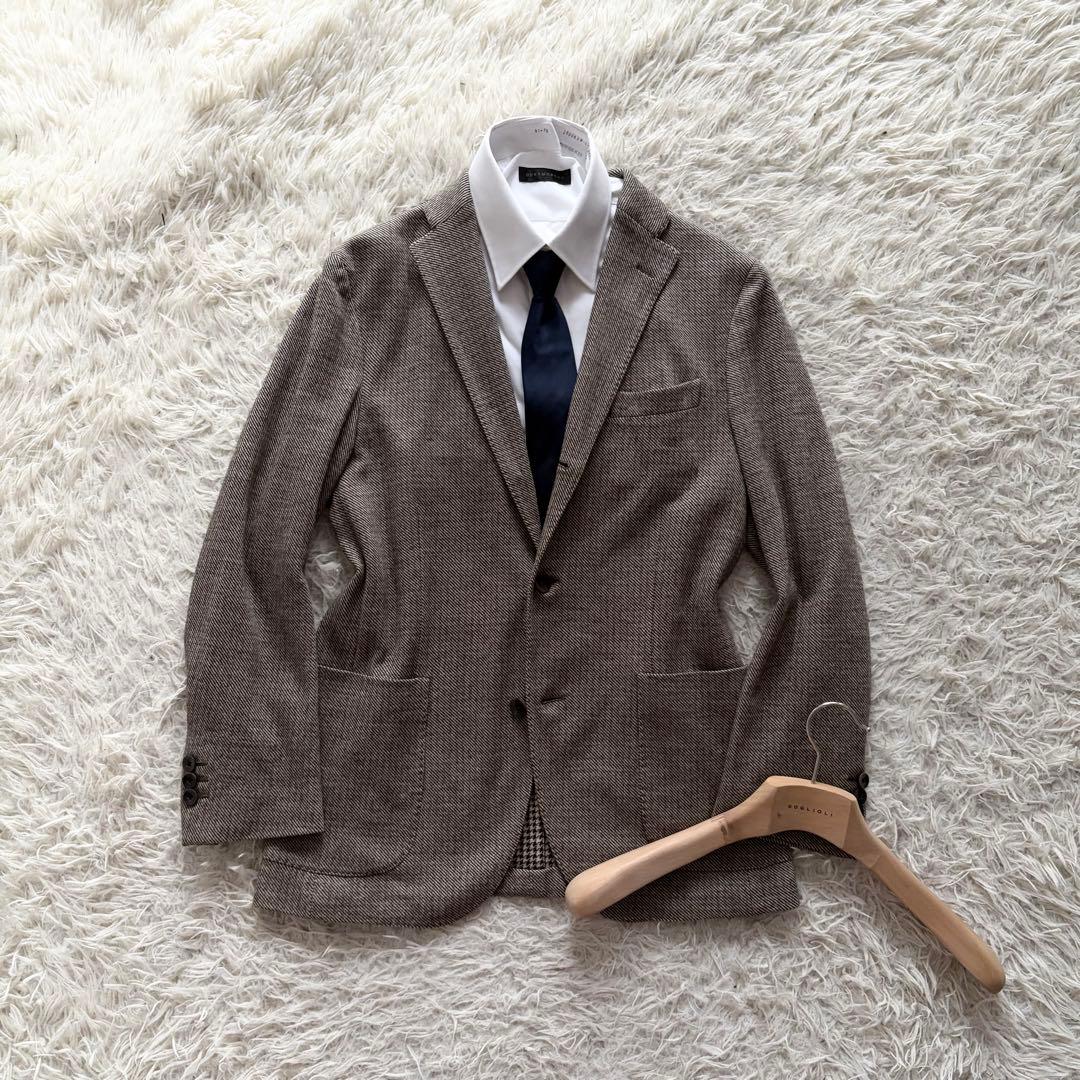 <美品>BOGLIOLI dover ブラウン ウール ジャージ ジャケット46