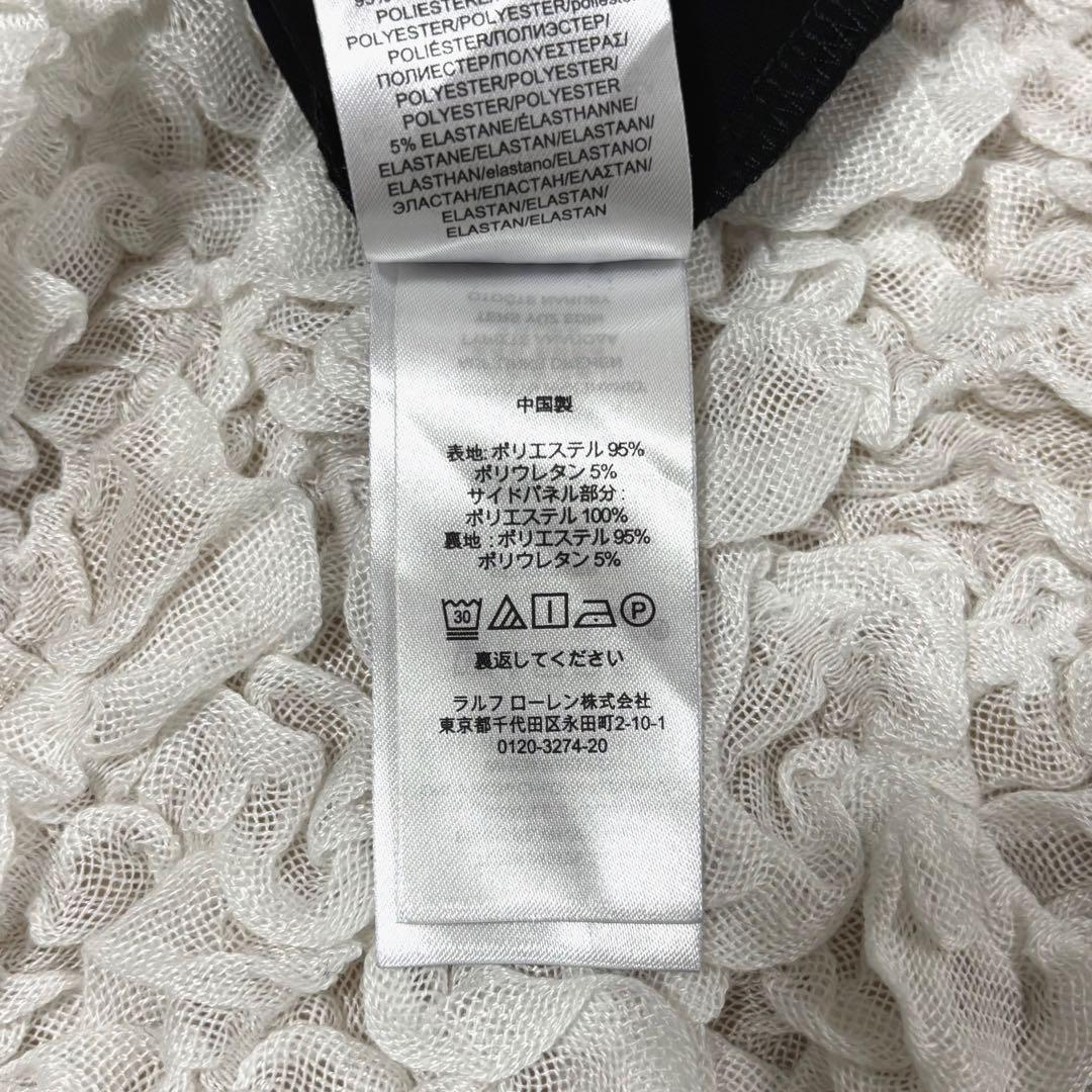 美品 ローレンラルフローレン ワンピース リボン 切り替え シアー 黒 6 L