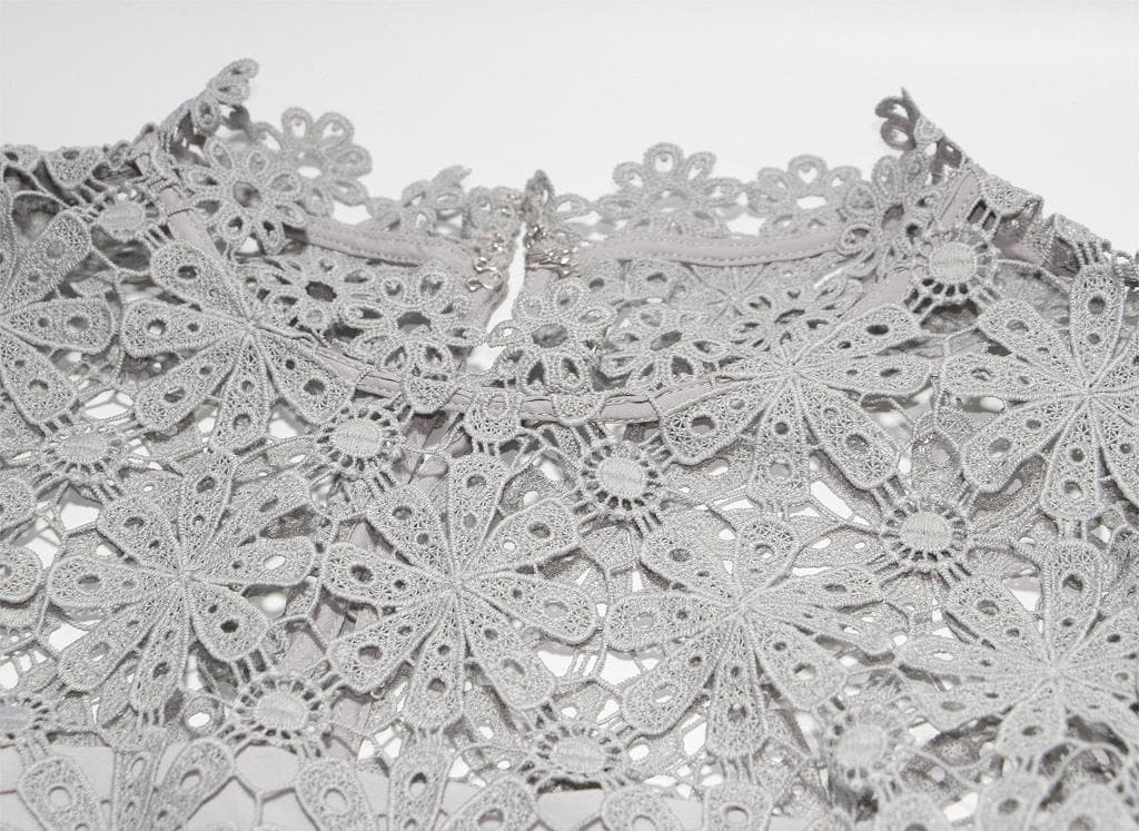 N*.様 セルフポートレイト ワンピース ギピュールレース グレー 花柄 UK1