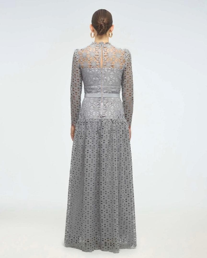 N*.様 セルフポートレイト ワンピース ギピュールレース グレー 花柄 UK1