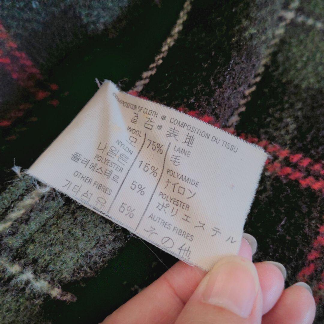 Gloverall オリーブグリーン ロングダッフルコート ウール 裏地チェック