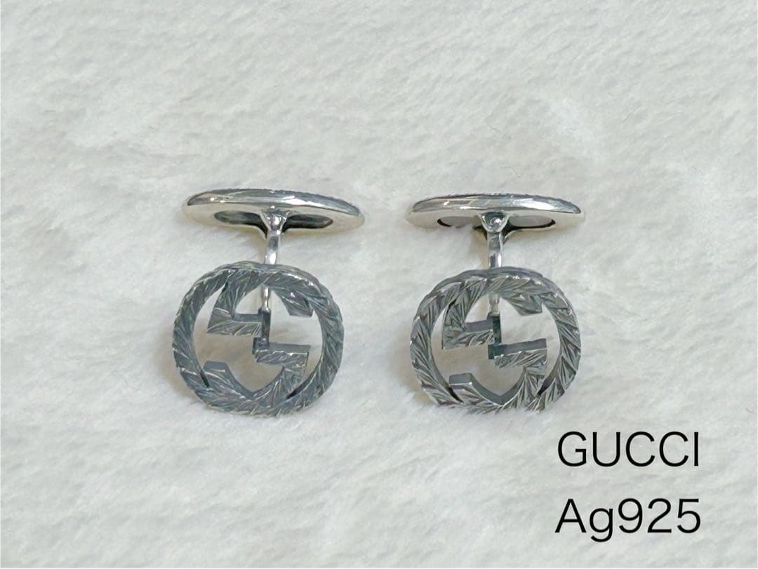 グッチ インターロッキングG カフス シルバー 925 エングレービング加工