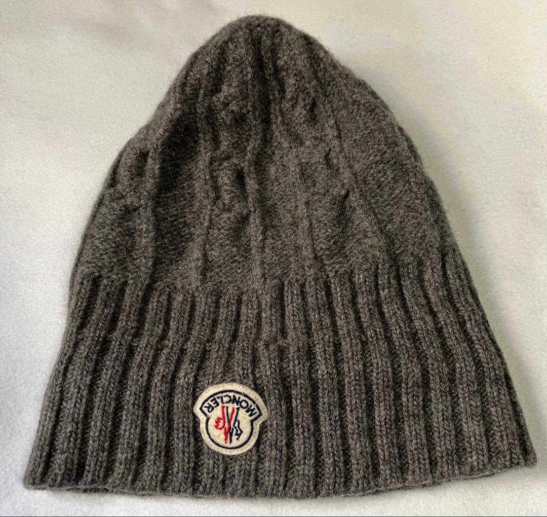 MONCLER ケーブル編み ビーニー グレー