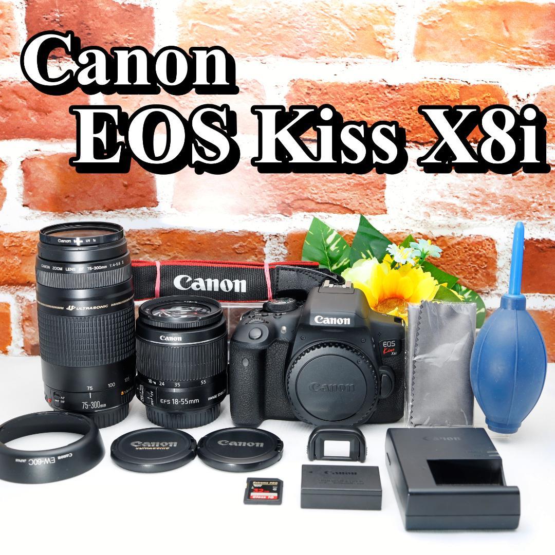 超望遠レンズ付き✨Wi-Fi画像転送✨Canon Kiss X8i✨ダブルレンズ