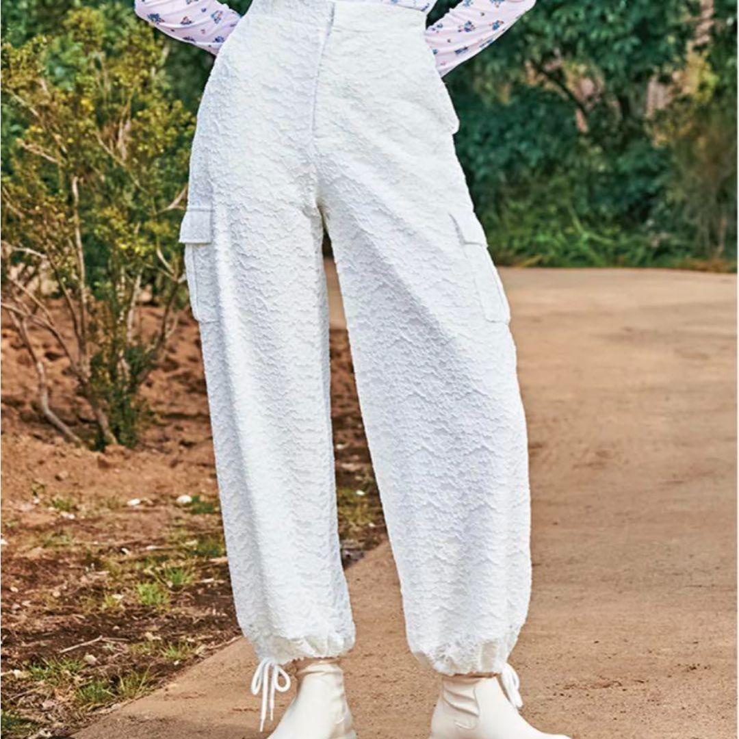 【新品未使用】poppy カーゴパンツ ホワイト レース 刺繍 あさぎーにょ