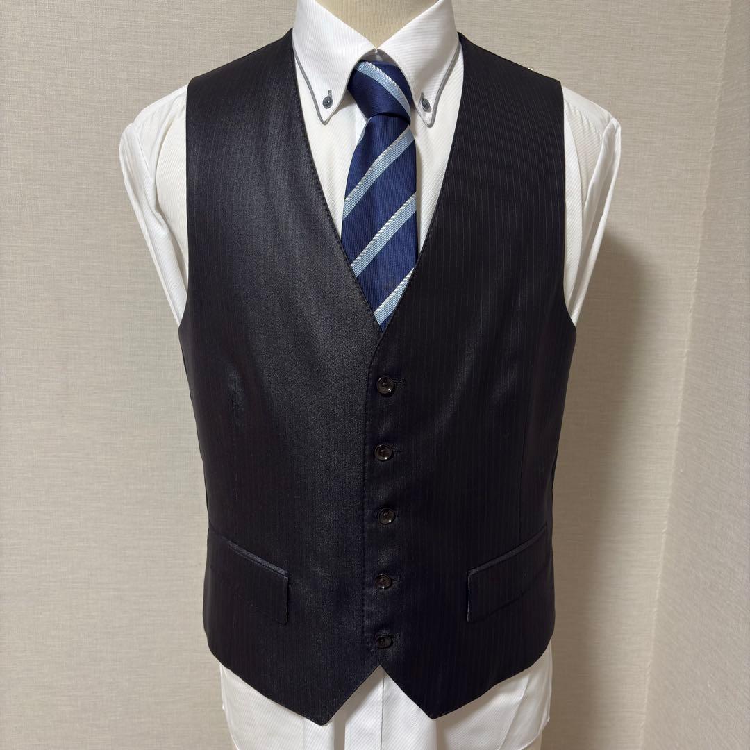 未使用 光沢 パーソンズフォーメン スリーピース スーツ ブラック AB6 花柄