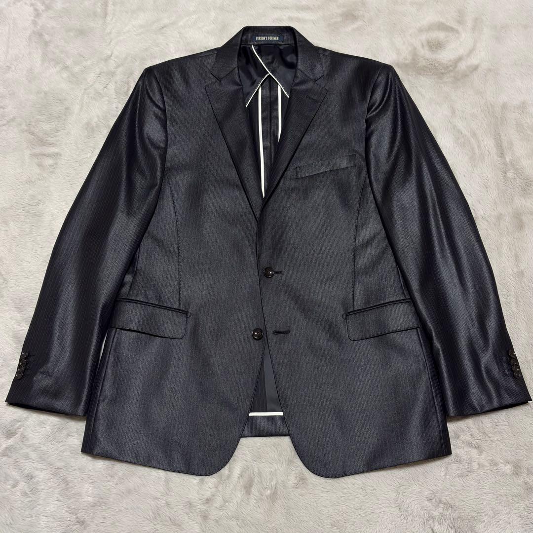 未使用 光沢 パーソンズフォーメン スリーピース スーツ ブラック AB6 花柄