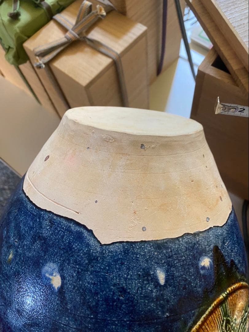 ‼️専用になりました‼️リサイクルFORT‼️new9/10唐物⑧‼️唐三彩藍彩壺箱入