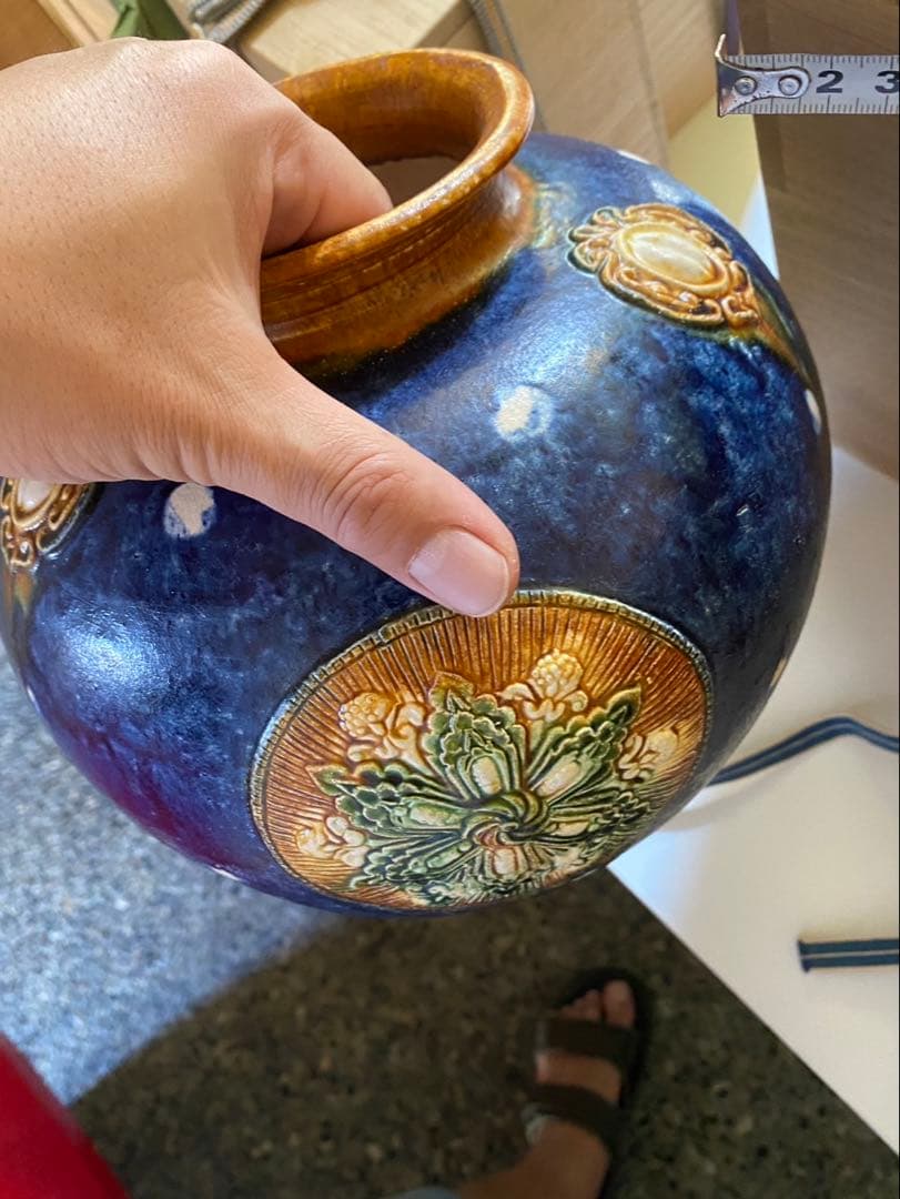 ‼️専用になりました‼️リサイクルFORT‼️new9/10唐物⑧‼️唐三彩藍彩壺箱入