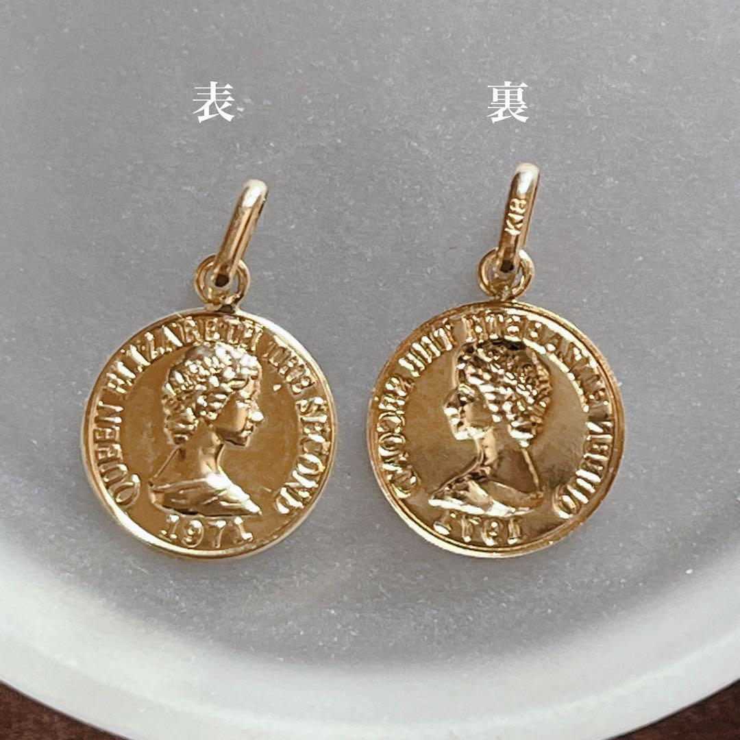 K18 18K  トップ ネックレス ゴールド エリザベス 刻印 新品