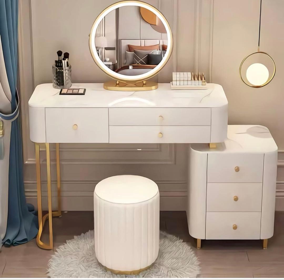 2/15まで【セット】モダンホワイトドレッサー・鏡台