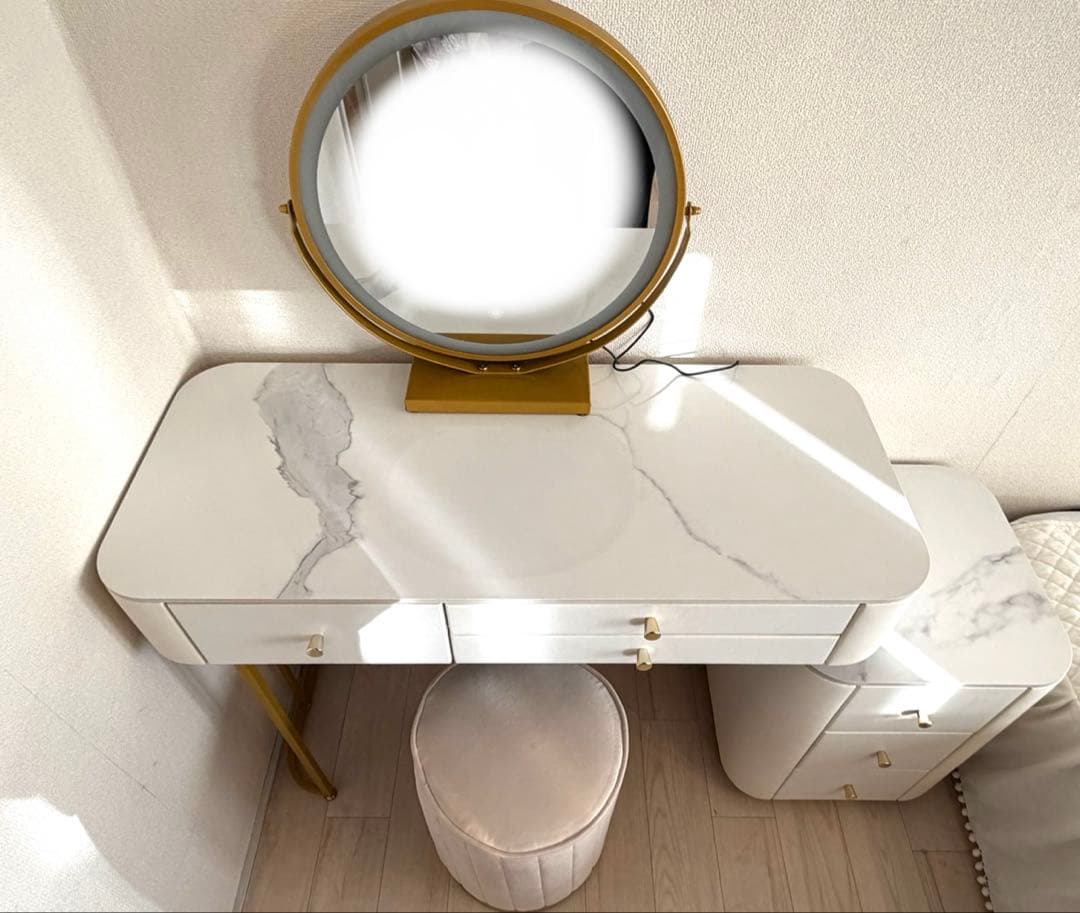 2/15まで【セット】モダンホワイトドレッサー・鏡台