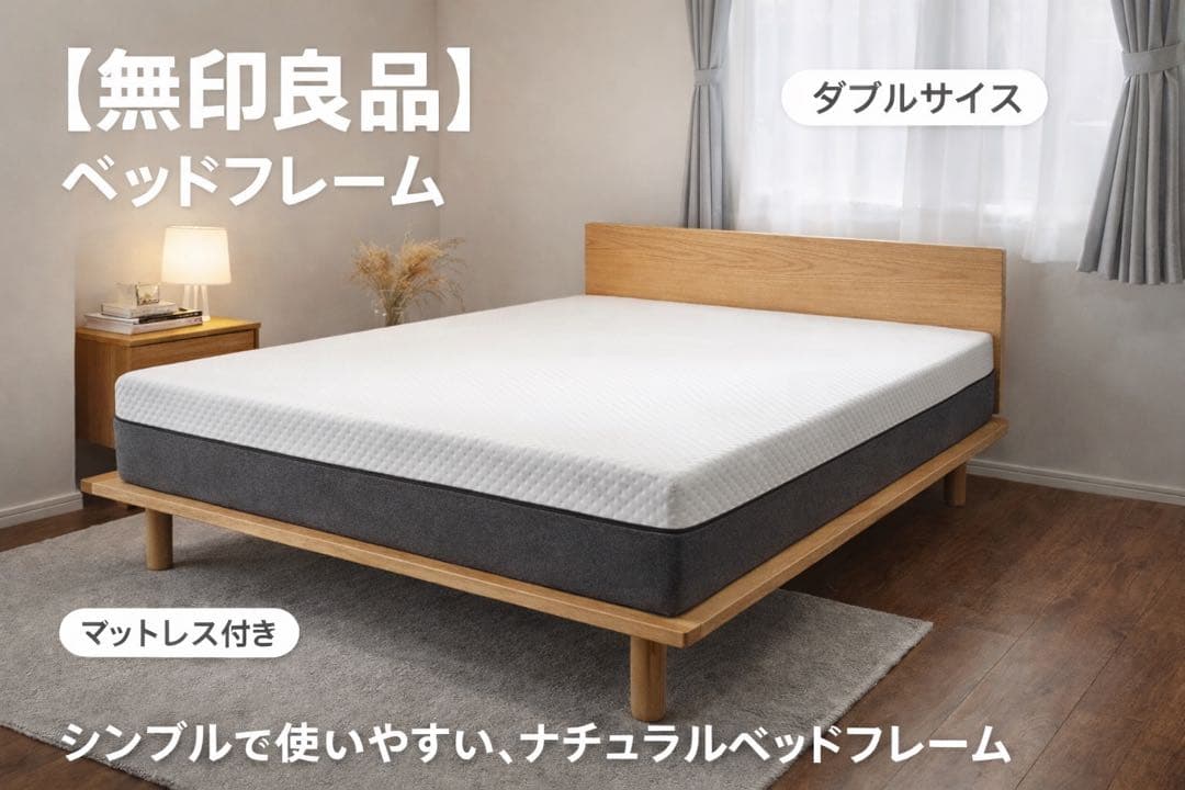 美品♪ 【無印良品】ベッドフレームオーク材 ダブル＋【Emma】マットレス