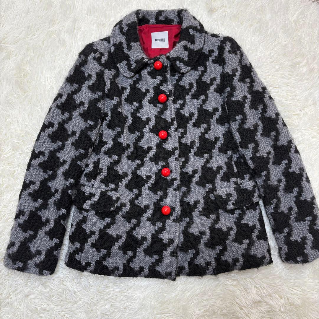 MOSCHINO 千鳥格子　ジャケット　赤ボタン　クラシック　M
