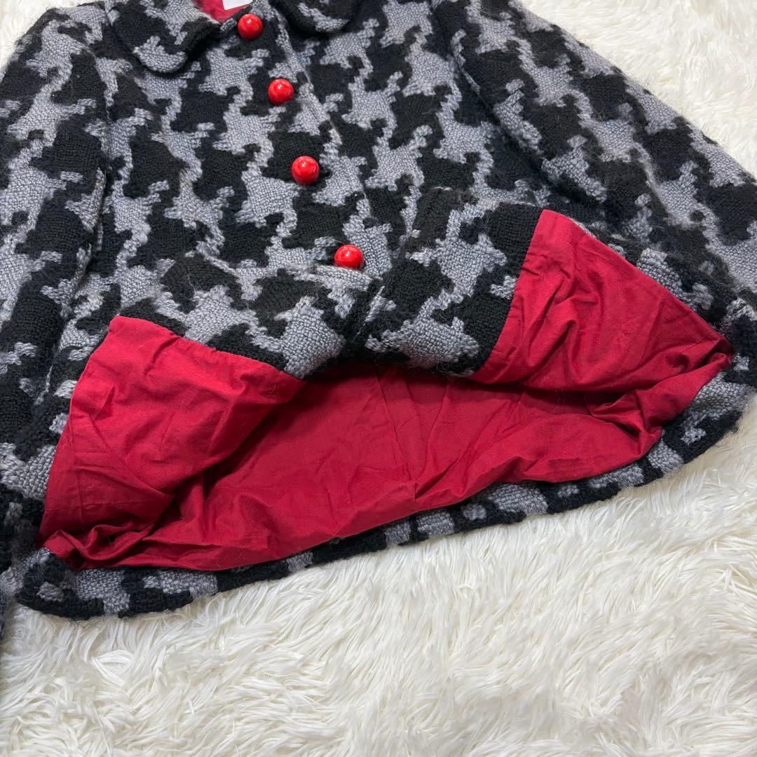 MOSCHINO 千鳥格子　ジャケット　赤ボタン　クラシック　M