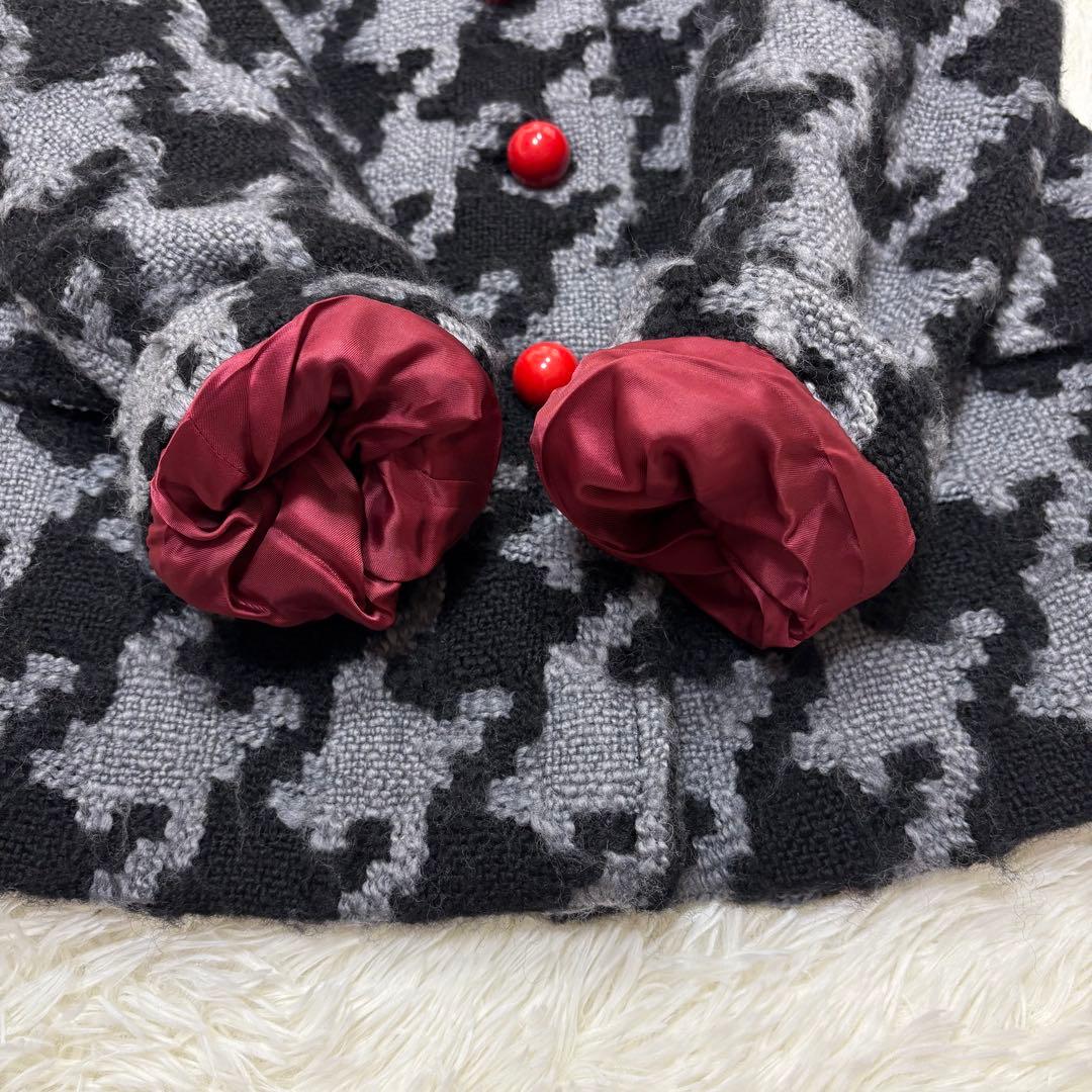 MOSCHINO 千鳥格子　ジャケット　赤ボタン　クラシック　M