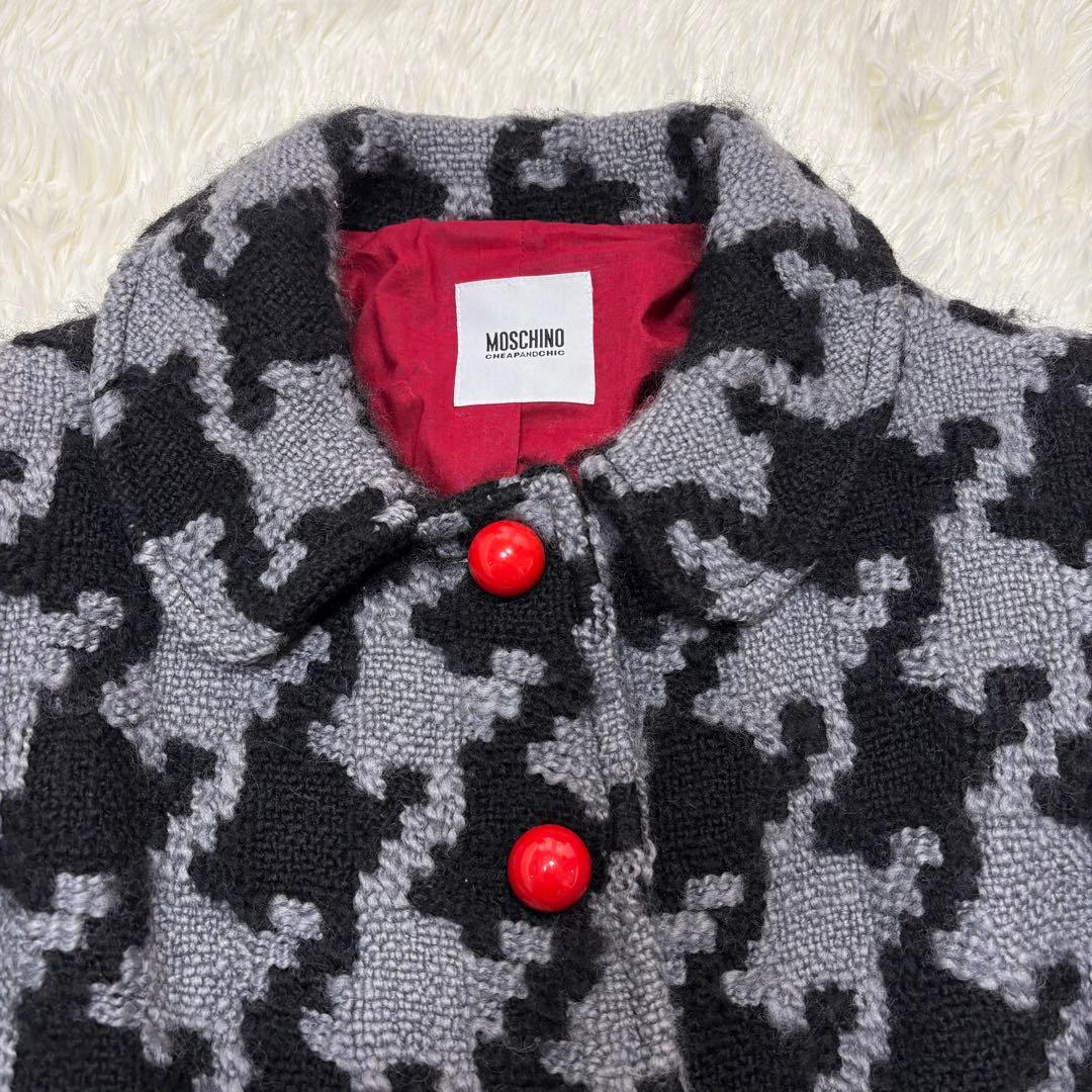 MOSCHINO 千鳥格子　ジャケット　赤ボタン　クラシック　M
