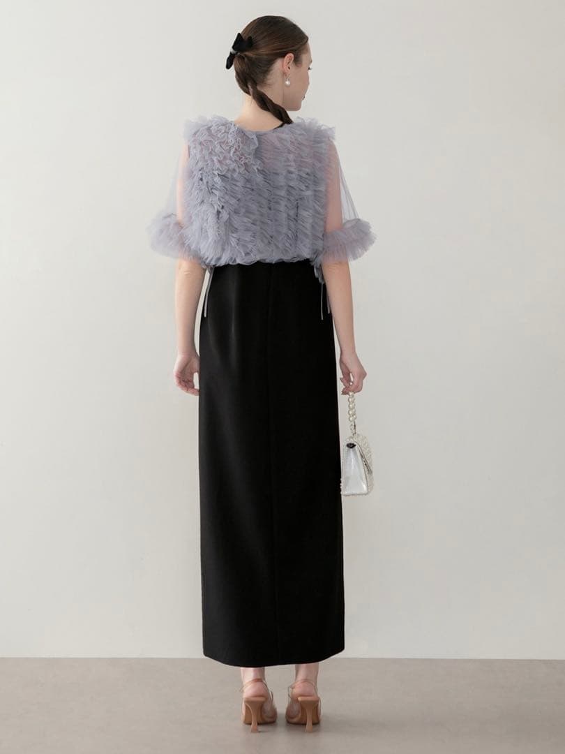 チュールフリルビスチェIラインワンピースドレス結婚式二次会成人式パーティーデート