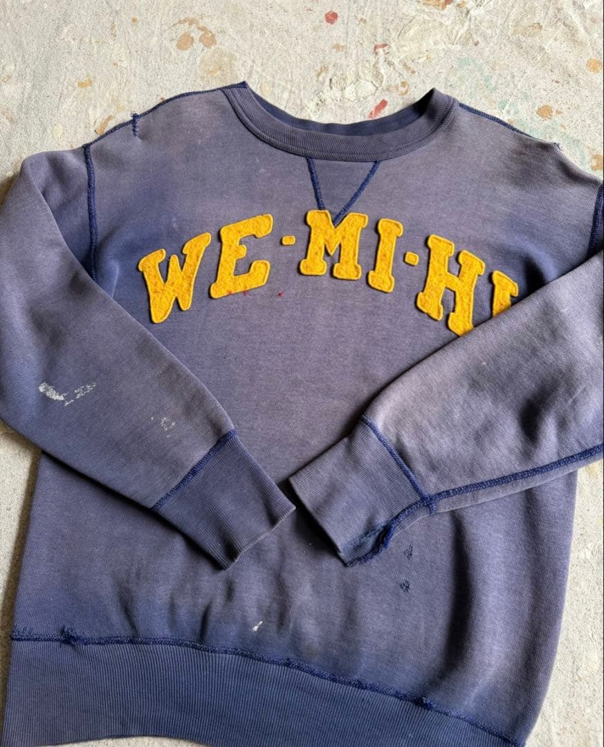 ひ*な様 50s〜60s 前Vスウェット 茄子コン ナス紺 サンフェード フェル