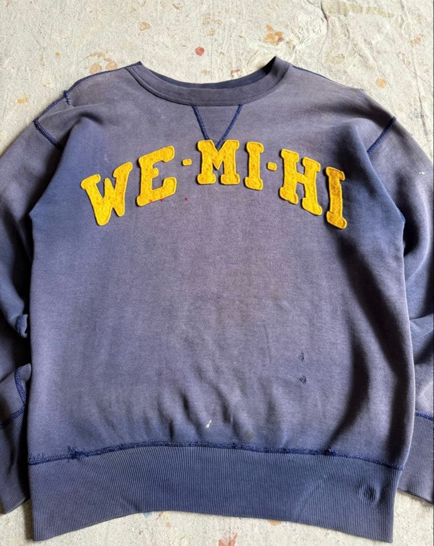 ひ*な様 50s〜60s 前Vスウェット 茄子コン ナス紺 サンフェード フェル