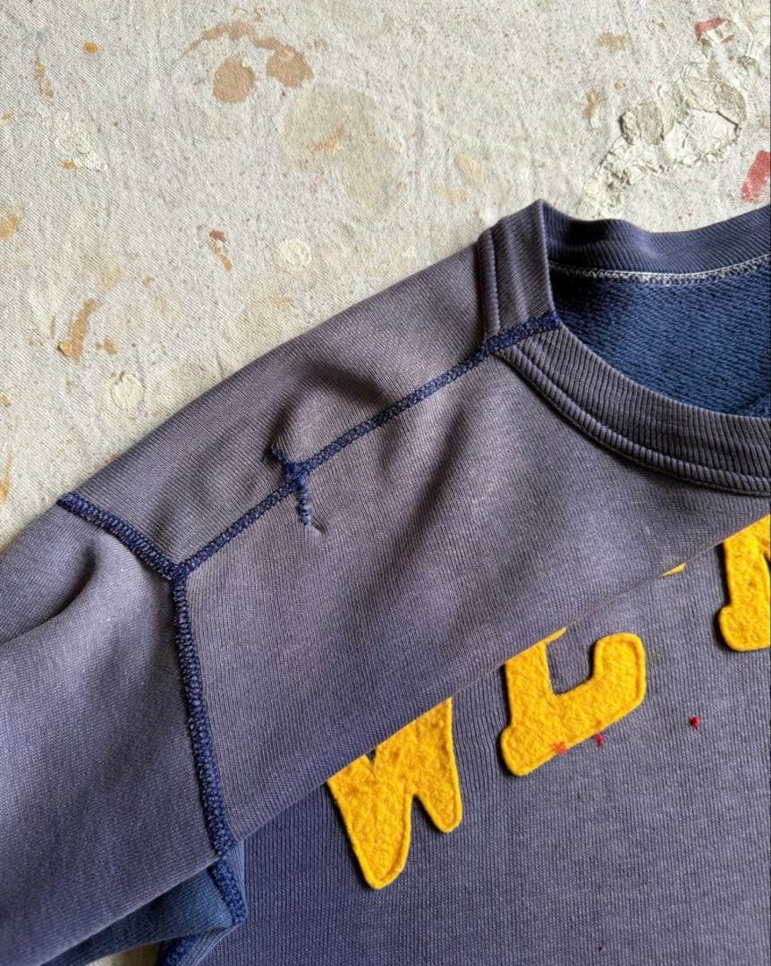 ひ*な様 50s〜60s 前Vスウェット 茄子コン ナス紺 サンフェード フェル