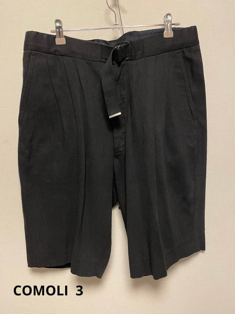 COMOLI シルクネップ ハーフパンツ 3 BLACK SILK100